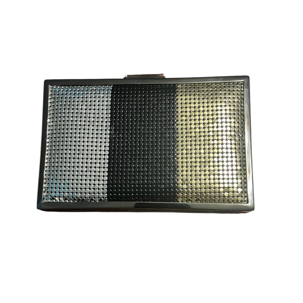 BNWT Saks 5th Ave Tri Color Black Collection Clutch w/Invisible Strap